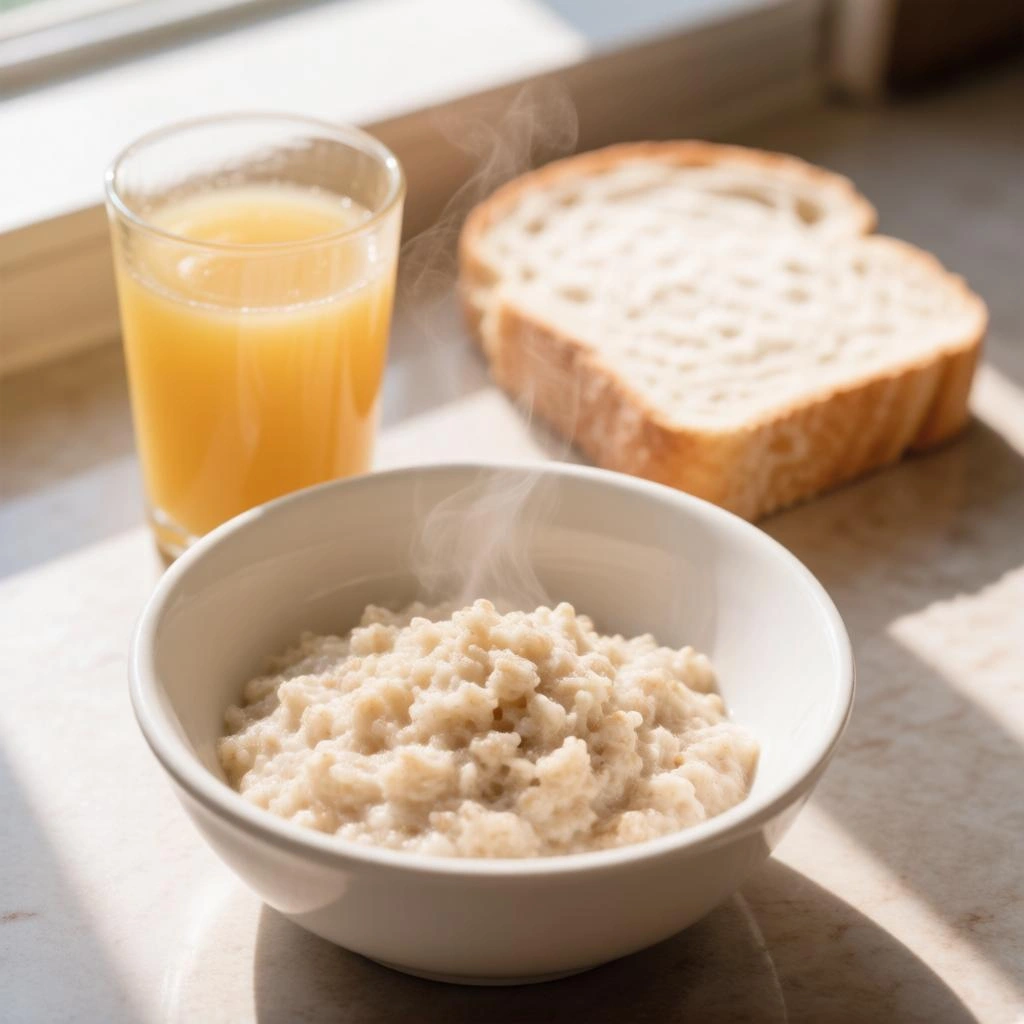 овсяная каша и апельсиновый сок