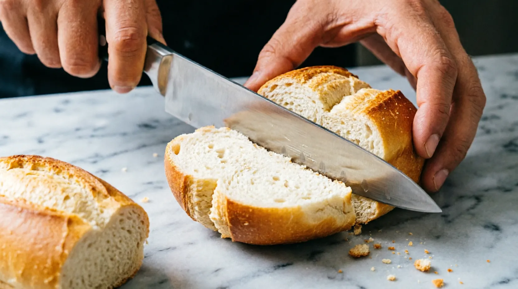 Разрезание булочки для хот-догов
