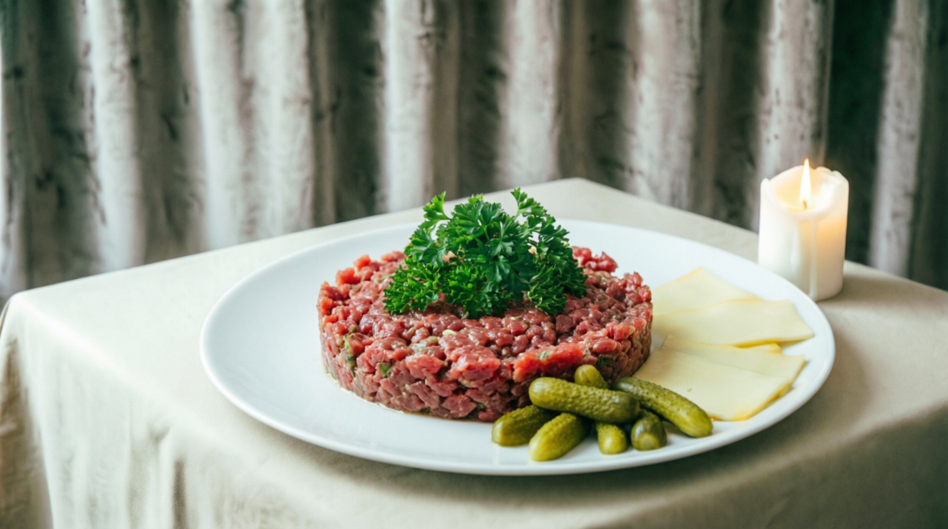 Говяжий тартар сырое мясо