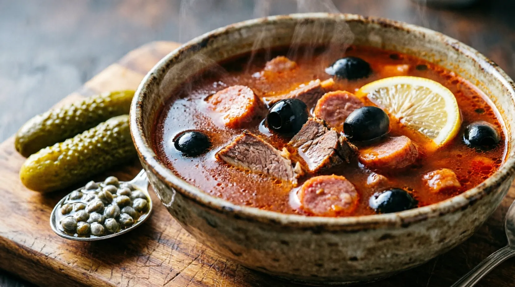 Солянка с маринованными огурцами