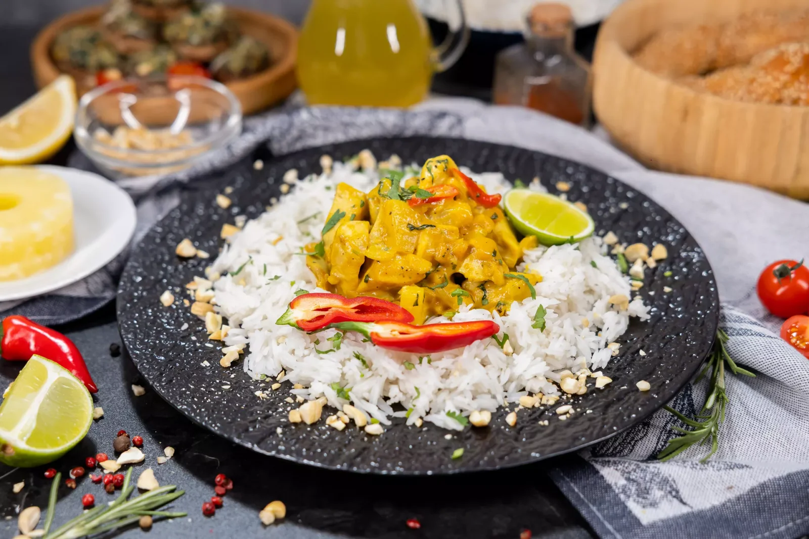 Курица с ананасами и карри